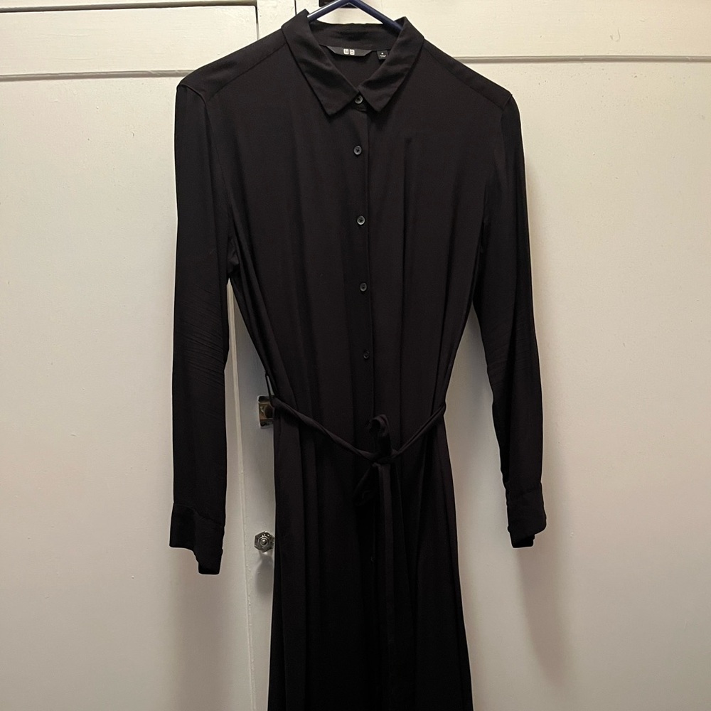 Maxi Dress - Black, Button Down
